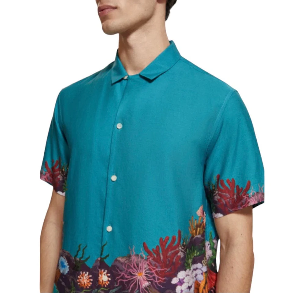 Scotch & Soda Placement Print Tencel Shirt (Seanery) 175718 - Image 6