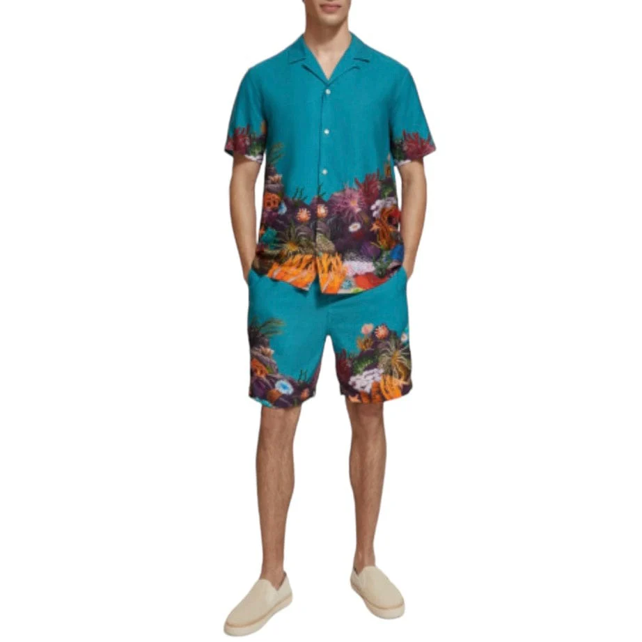 Scotch & Soda Placement Print Tencel Shirt (Seanery) 175718 - Image 7