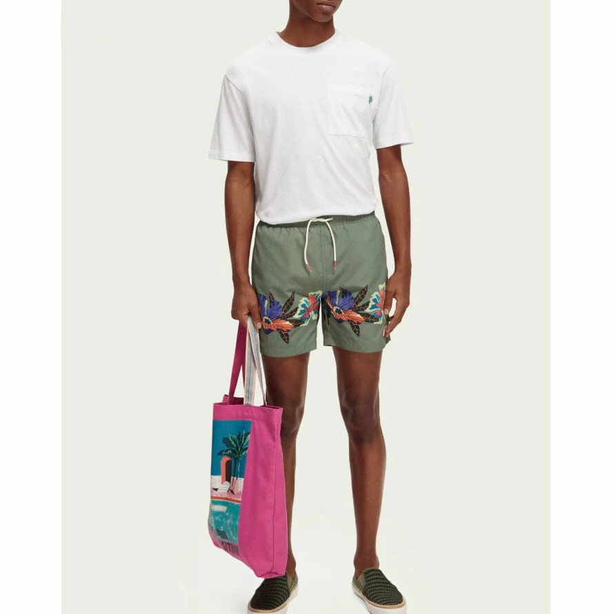Scotch & Soda Printed Mid Length Swimshort (Green Print) 172424 - Image 4