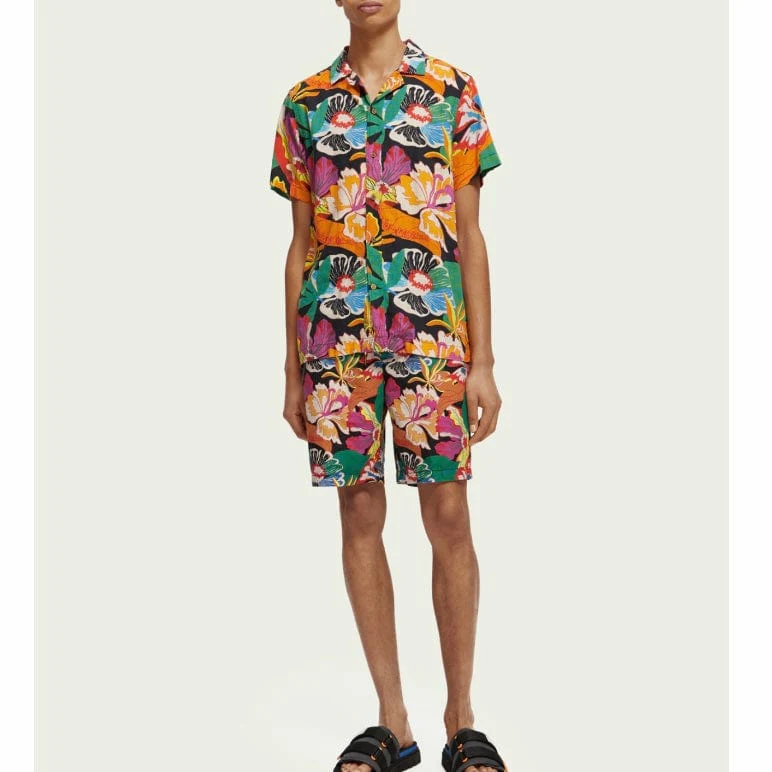 Scotch & Soda Printed Short Sleeve Camp Shirt (Floral) 171637 - Image 4