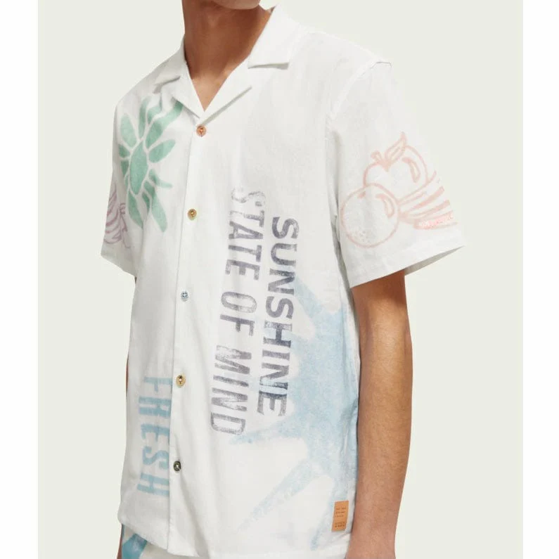 Scotch & Soda Regular Fit Printed Camp Shirt (Stamp Print) 171645 - Image 2