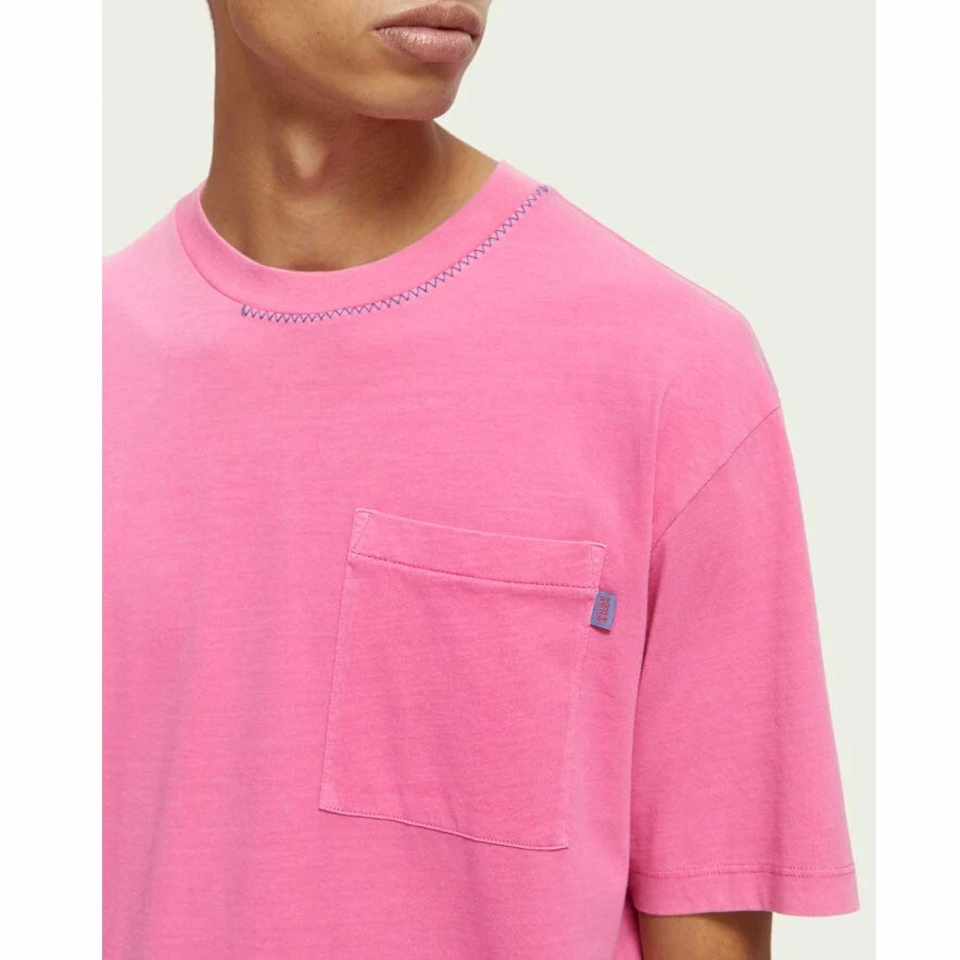 Scotch & Soda Relaxed Fit Artwork Chest Pocket Tee (Cerise) 171690 - Image 2