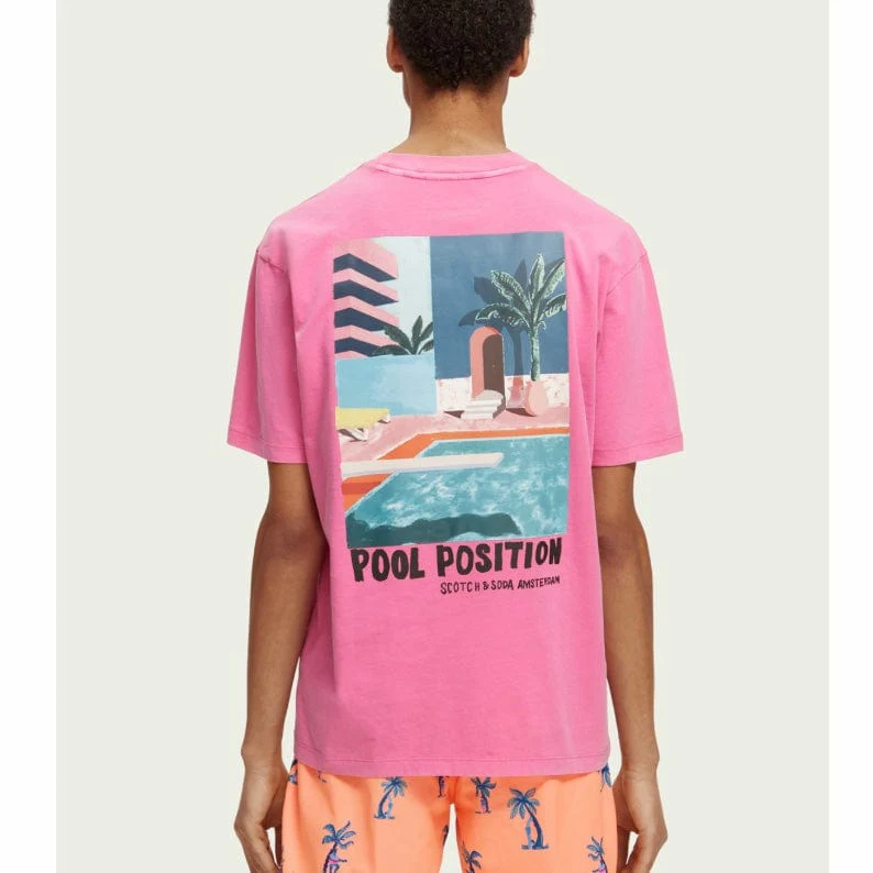 Scotch & Soda Relaxed Fit Artwork Chest Pocket Tee (Cerise) 171690 - Image 3