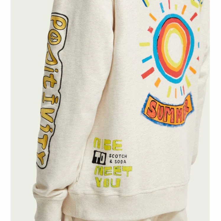 Scotch & Soda Relaxed Fit Artwork Hoodie (Off White) 171667 - Image 5