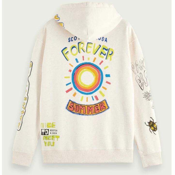 Scotch & Soda Relaxed Fit Artwork Hoodie (Off White) 171667 - Image 7