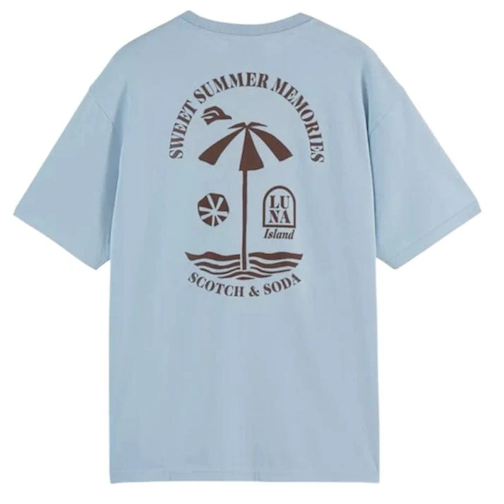 Scotch & Soda Relaxed Fit Front & Back Artwork T Shirt (Sky Blue) 180049 - Image 2