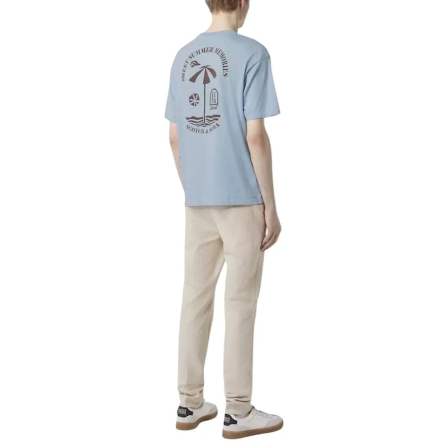 Scotch & Soda Relaxed Fit Front & Back Artwork T Shirt (Sky Blue) 180049 - Image 6
