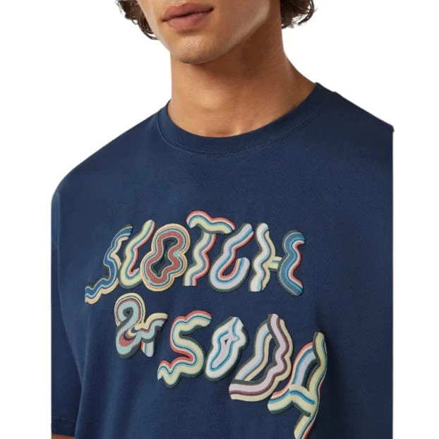 Scotch & Soda Relaxed-Fit Logo Artwork T-Shirt (Atlantic Blue) 180058 - Image 5