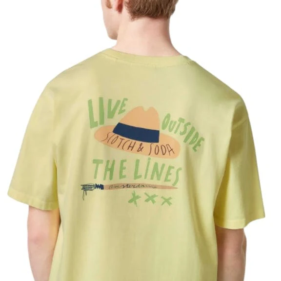 Scotch & Soda Relaxed-Fit Printed Artwork T-Shirt (Sorbet Yellow) 180050 - Image 5