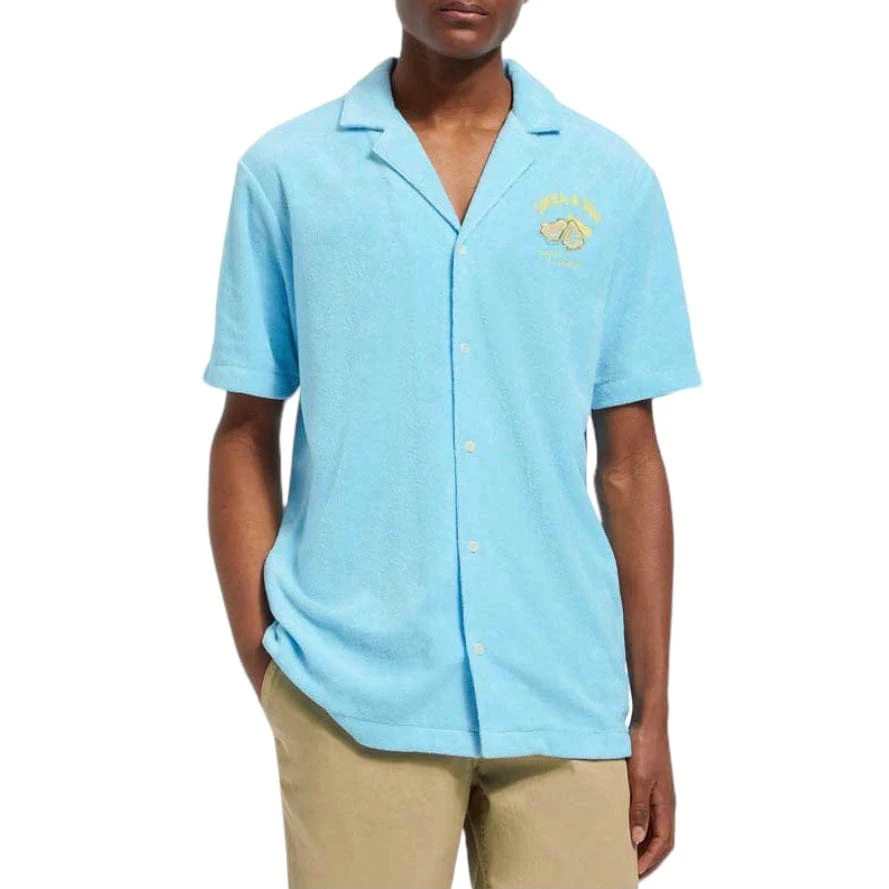 Scotch & Soda Solid Towelling Shirt (Washed Neon Blue) 177147 - Image 4
