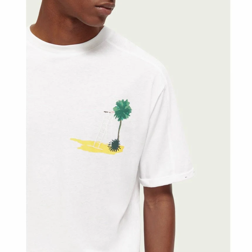 Scotch & Soda Sporty Relaxed Fit Artwork Tee (White) 171701 - Image 2