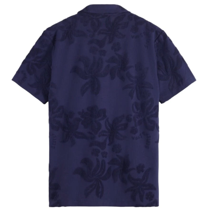 Scotch & Soda Terry Jacquard Short Sleeve Shirt (Navy Blue) 177056 - Image 2
