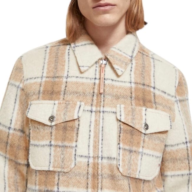 Scotch & Soda Zip-Thru Check Overshirt (Offwhite Camel Check) 174429 - Image 2