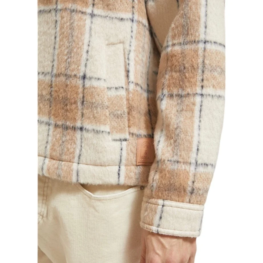 Scotch & Soda Zip-Thru Check Overshirt (Offwhite Camel Check) 174429 - Image 3