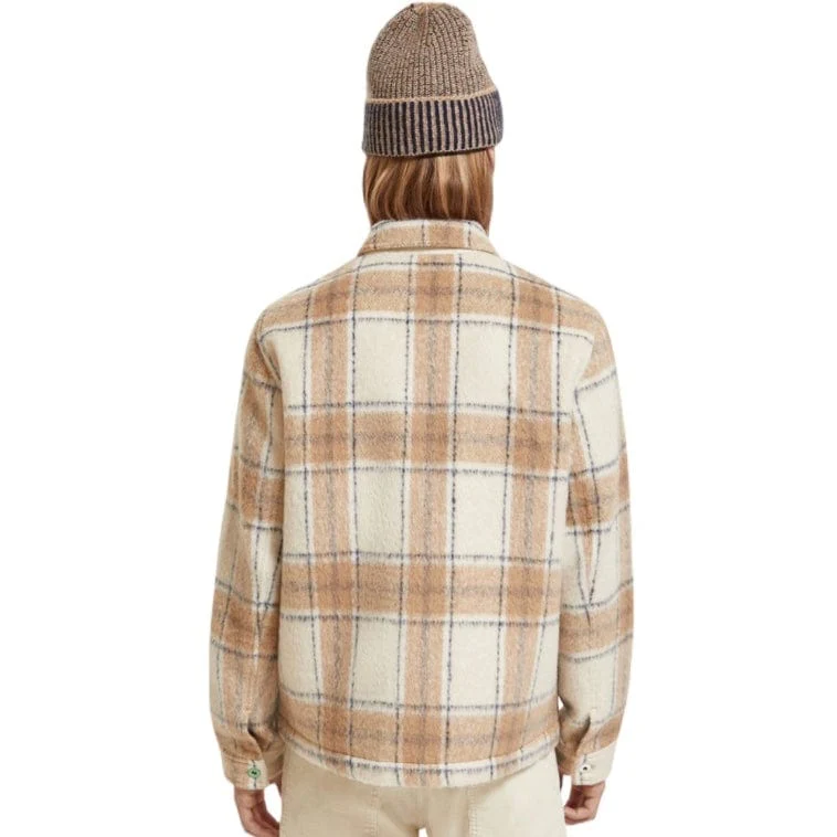 Scotch & Soda Zip-Thru Check Overshirt (Offwhite Camel Check) 174429 - Image 4
