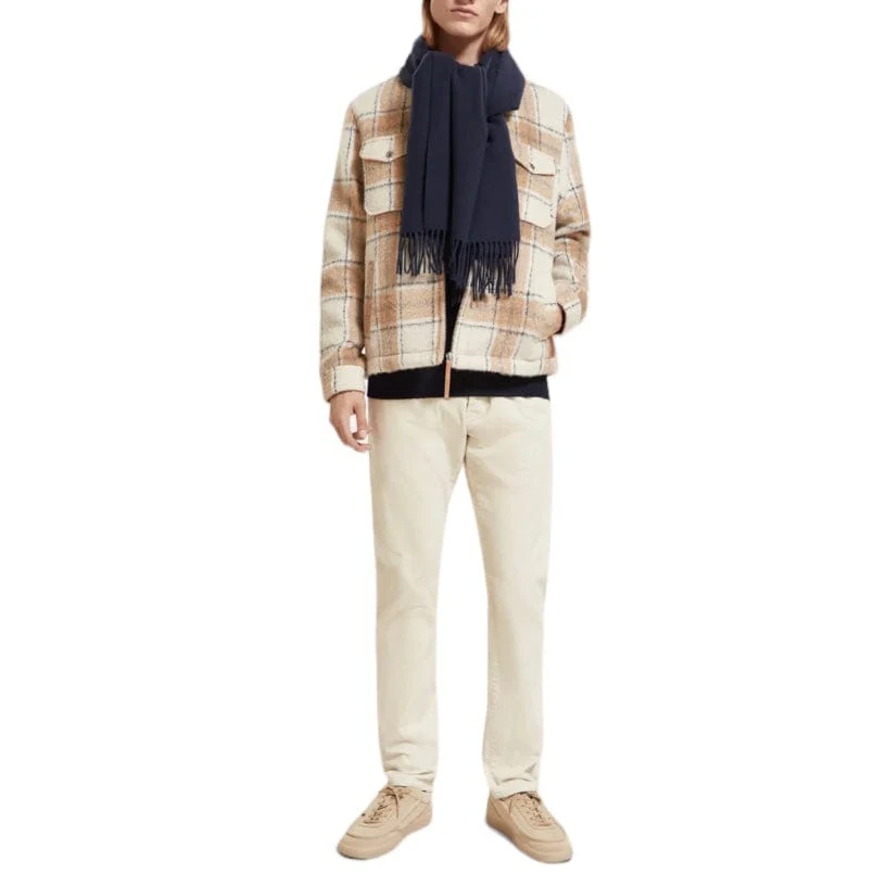 Scotch & Soda Zip-Thru Check Overshirt (Offwhite Camel Check) 174429 - Image 5