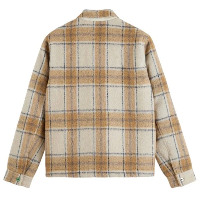 Scotch & Soda Zip-Thru Check Overshirt (Offwhite Camel Check) 174429 - Image 7