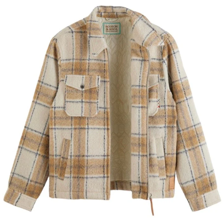 Scotch & Soda Zip-Thru Check Overshirt (Offwhite Camel Check) 174429 - Image 8