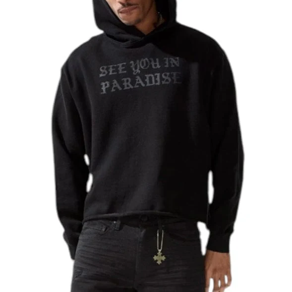 See You In Paradise Cropped Pullover Hoodie (Jet Black) 9120H - Image 3