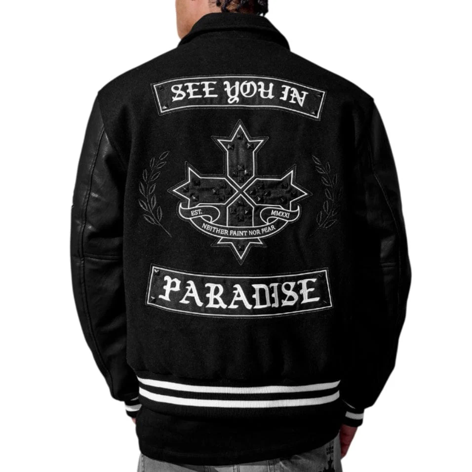 See You In Paradise Cross Varsity Jacket (Black) 91668 - Image 2