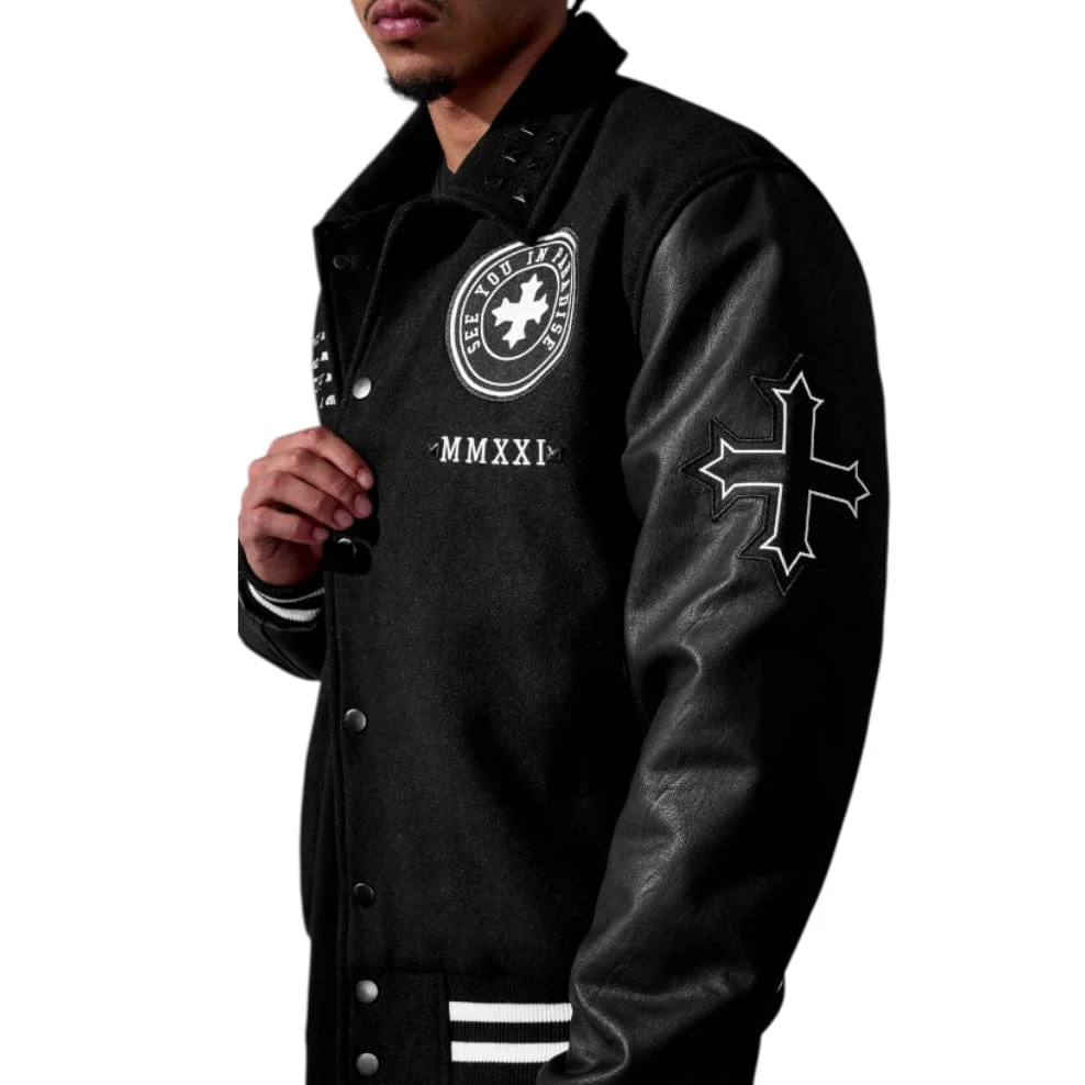 See You In Paradise Cross Varsity Jacket (Black) 91668 - Image 3