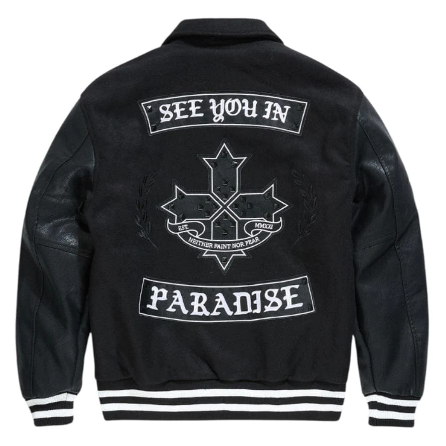 See You In Paradise Cross Varsity Jacket (Black) 91668 - Image 5