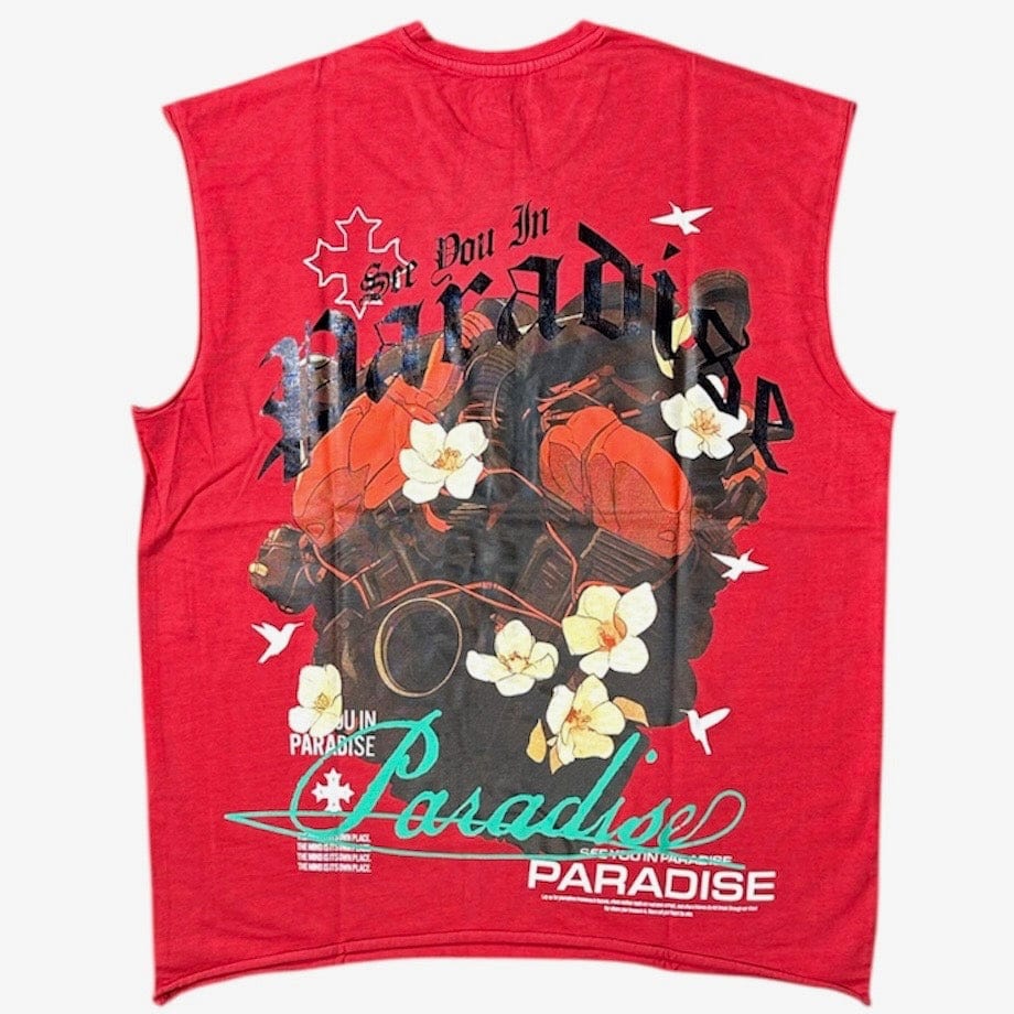 See You In Paradise Cutoff Digital Foil Print Tee (Red) 7002A - Image 2