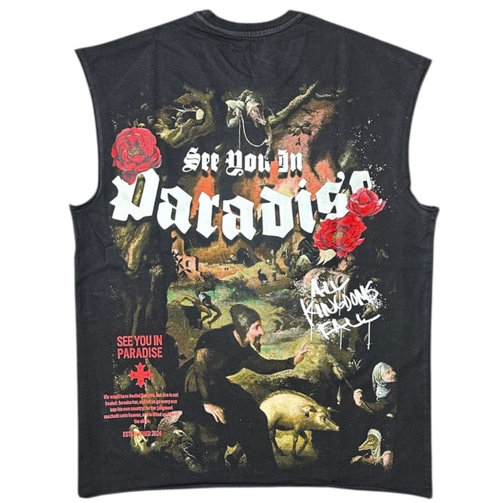 See You In Paradise Cutoff Digital Print Tee (Black) 7004A - Image 2
