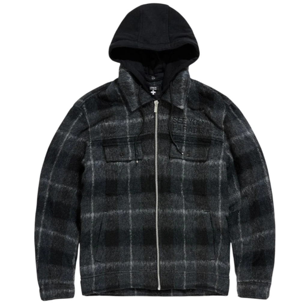 See You In Paradise Hooded Flannel Shacket (Black Shadow) 2568 - Image 4