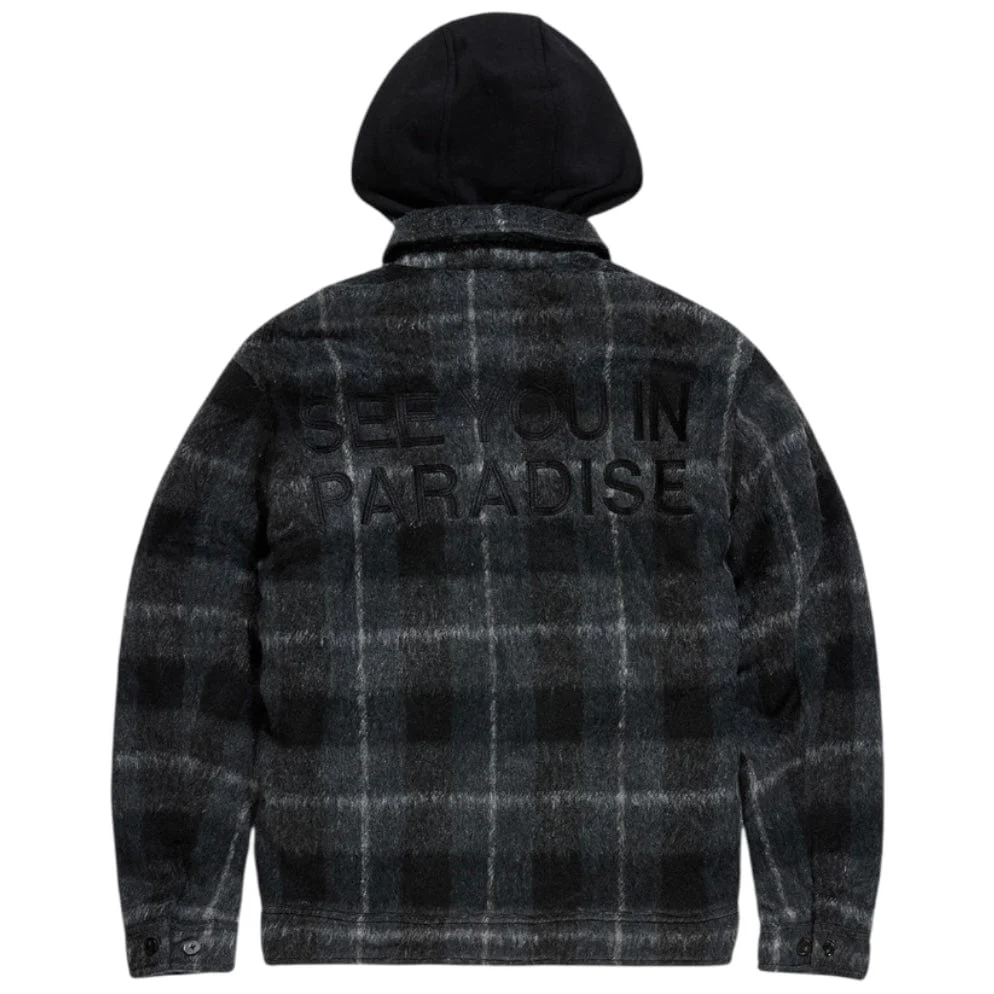 See You In Paradise Hooded Flannel Shacket (Black Shadow) 2568 - Image 5
