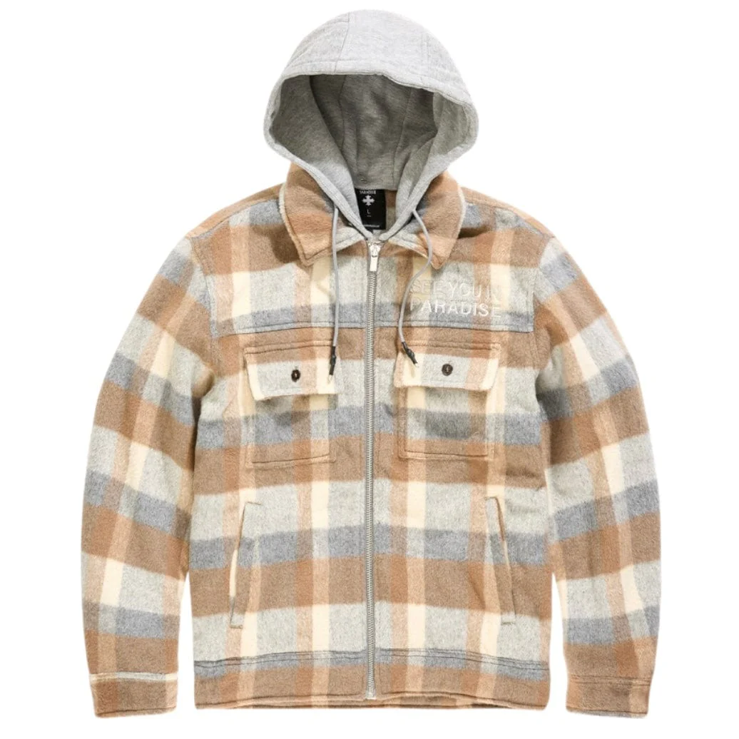 See You In Paradise Hooded Flannel Shacket (Khaki) 2568 - Image 4