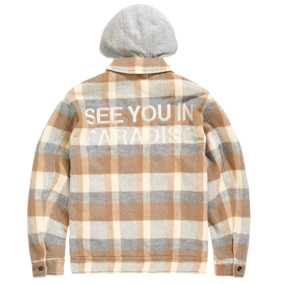 See You In Paradise Hooded Flannel Shacket (Khaki) 2568 - Image 5