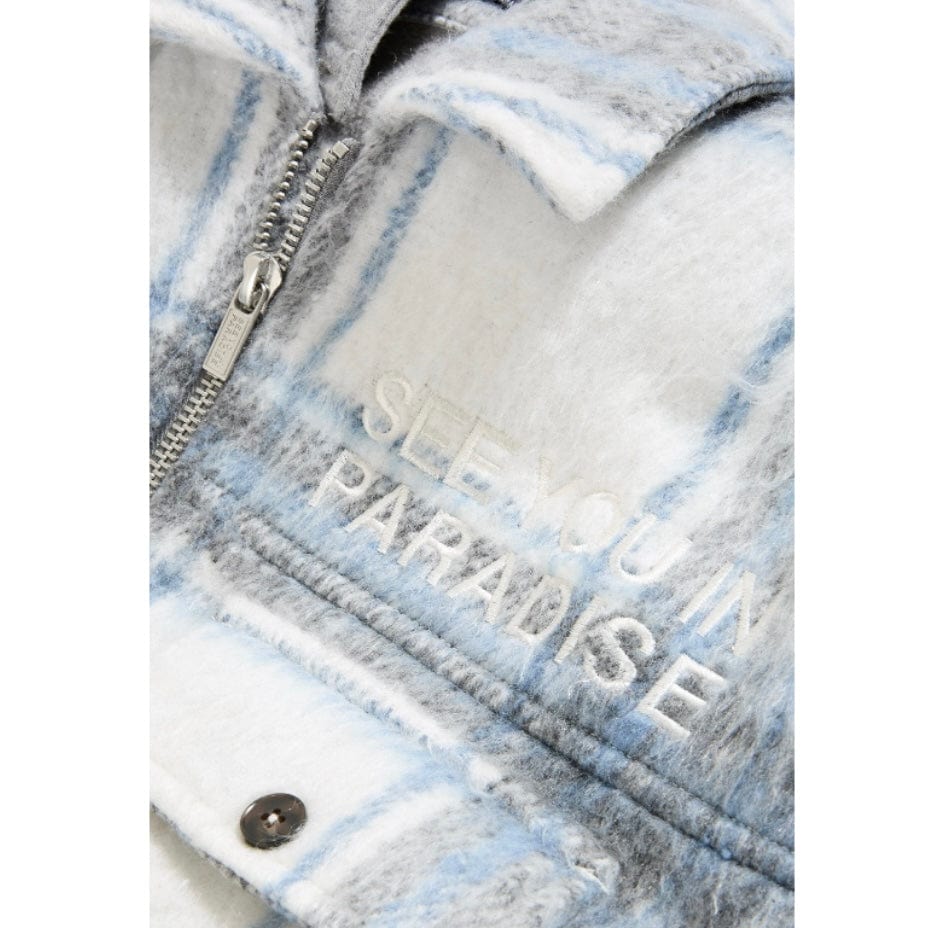 See You In Paradise Hooded Flannel Shacket (Light Blue) 2568 - Image 2