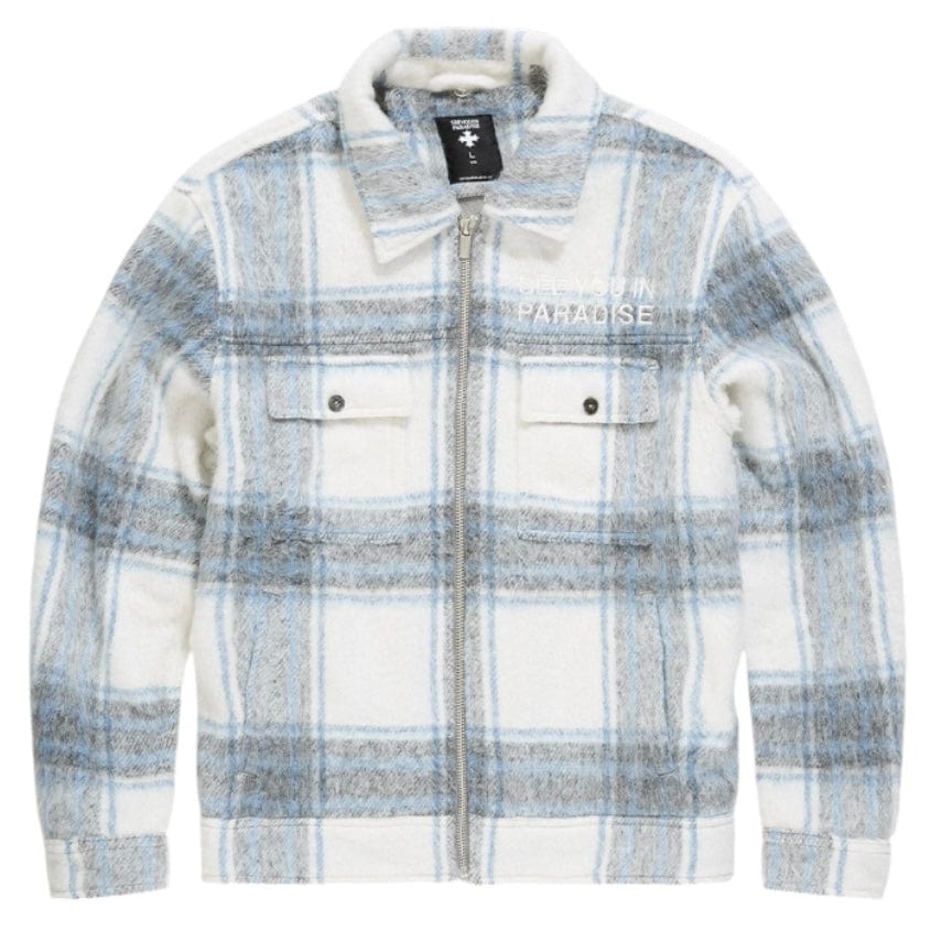See You In Paradise Hooded Flannel Shacket (Light Blue) 2568 - Image 6