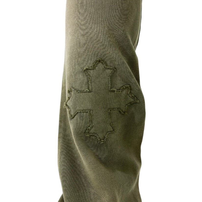 See You In Paradise Oasis Washed Stacked Sweatpants (Olive) 8864L - Image 2