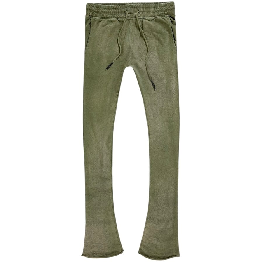 See You In Paradise Oasis Washed Stacked Sweatpants (Olive) 8864L - Image 3