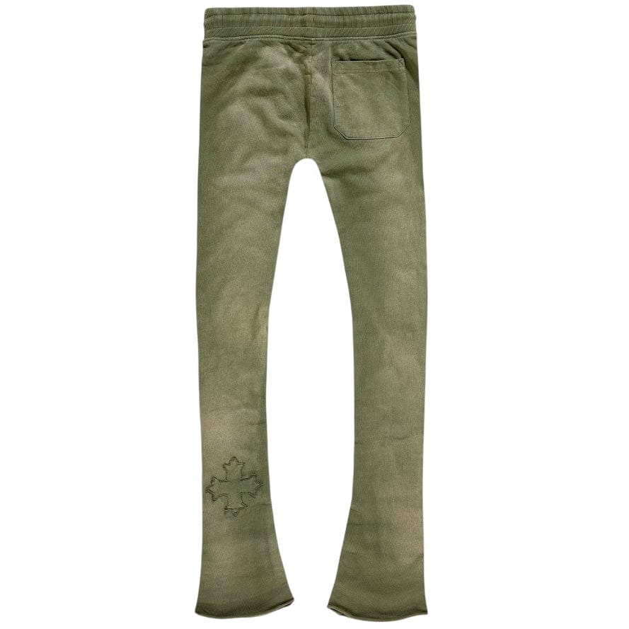 See You In Paradise Oasis Washed Stacked Sweatpants (Olive) 8864L - Image 4