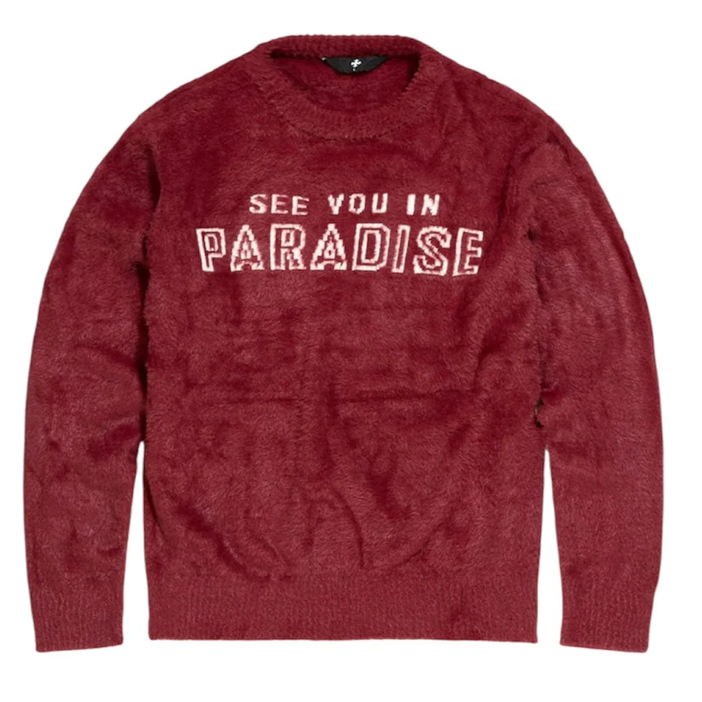 See You In Paradise Plush Crewneck Sweater (Burgundy) 3992 - Image 3