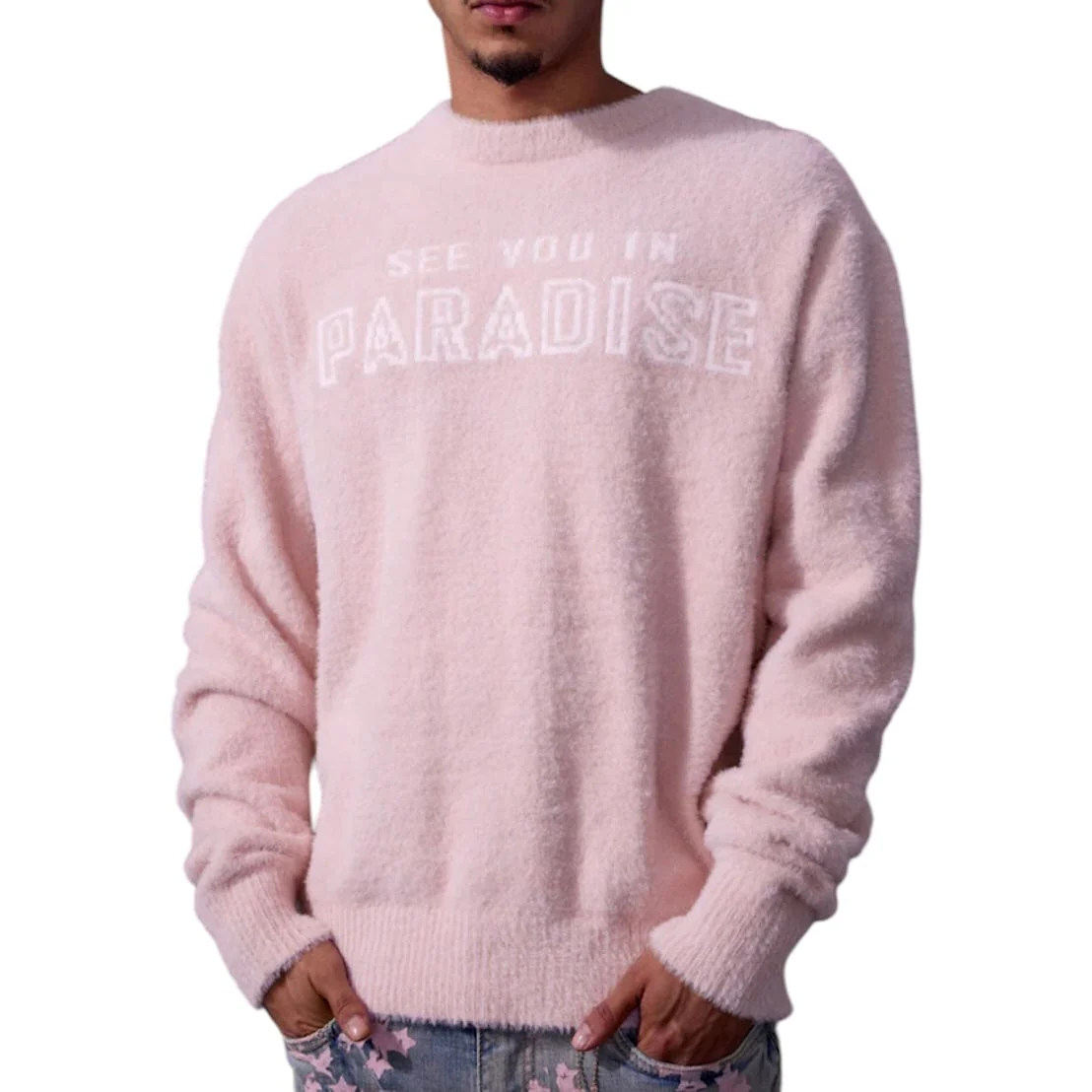See You In Paradise Plush Crewneck Sweater (Light Pink) 3992