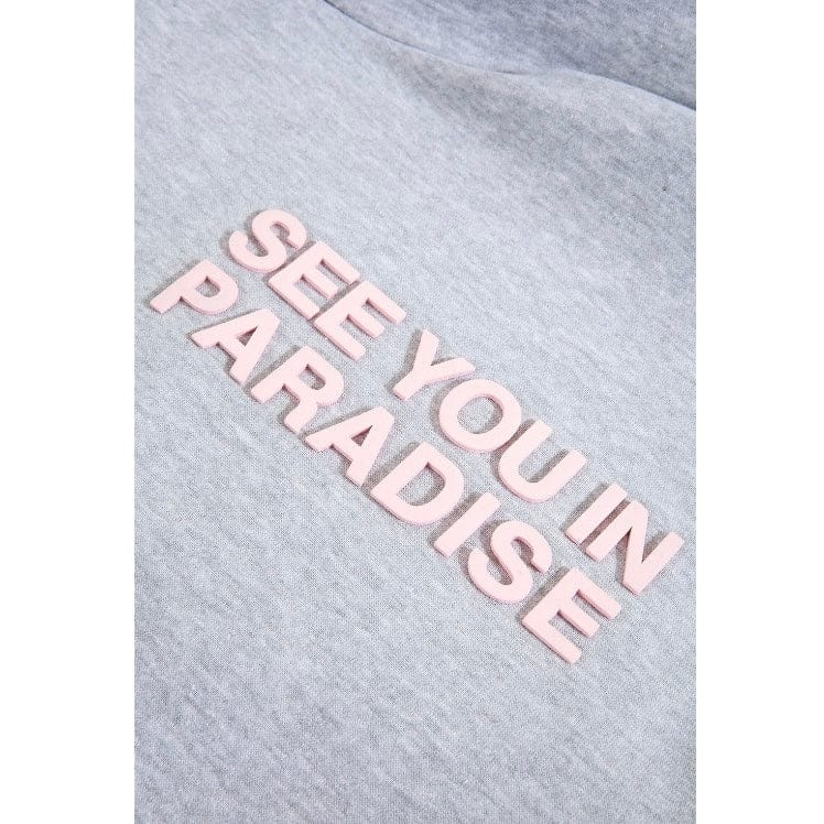 See You In Paradise Pullover Hoodie (Heather Grey/Pink) - Image 4
