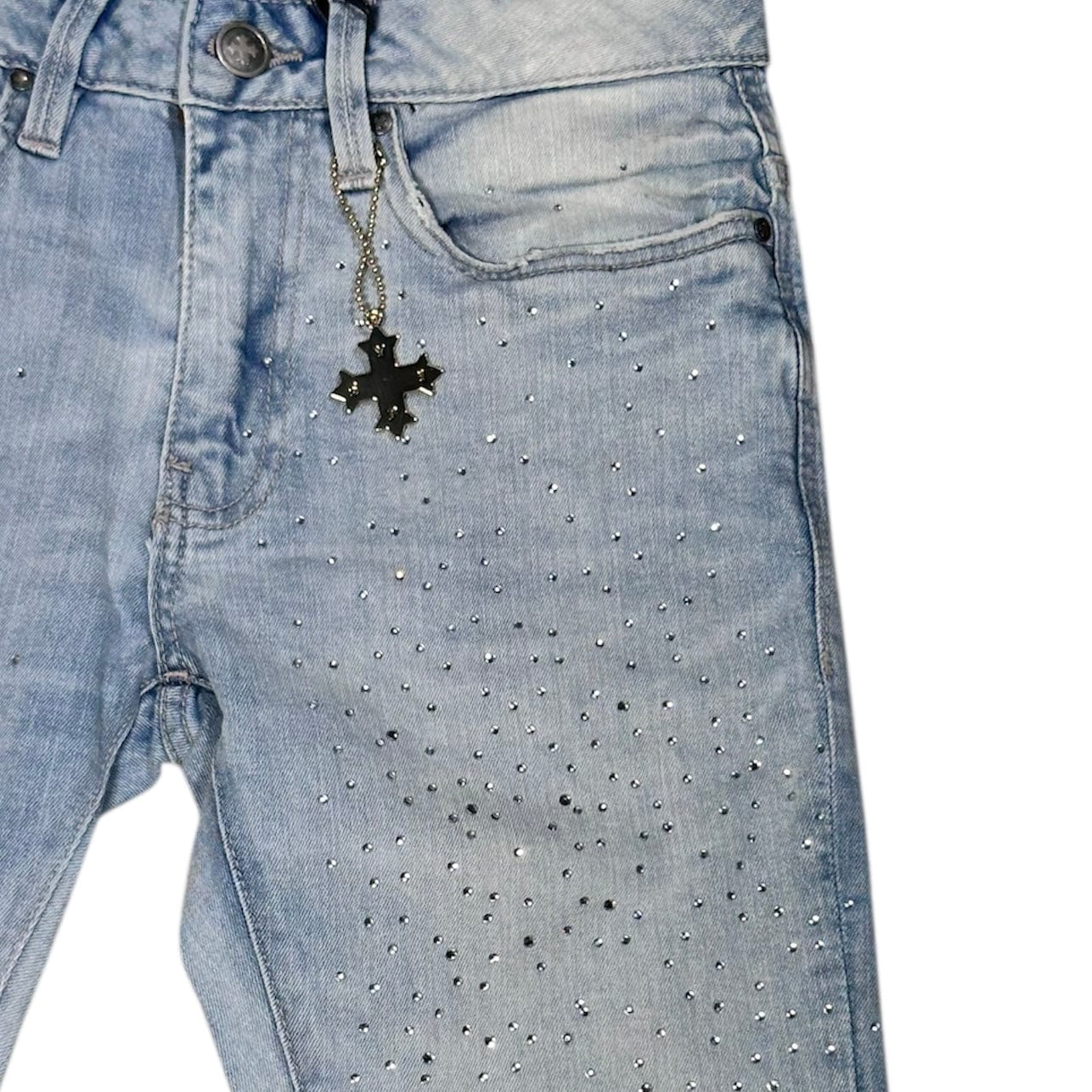 See You In Paradise Rhinestones Stacked Denim (Ice Blue) JTF2315 - Image 3
