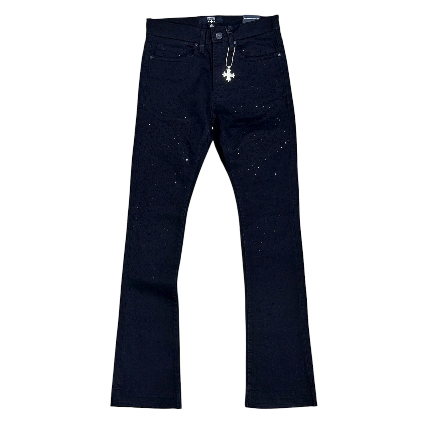 See You In Paradise Rhinestones Stacked Denim (Jet Black) JTF2315A