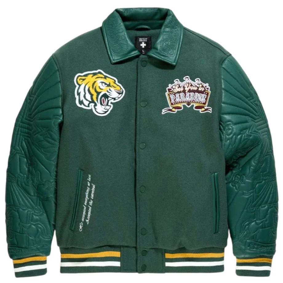 See You In Paradise Smoke & Mirrors Varsity Jacket (Dark Green) 91667 - Image 10