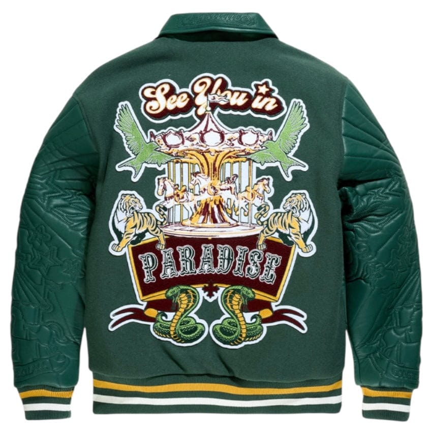 See You In Paradise Smoke & Mirrors Varsity Jacket (Dark Green) 91667 - Image 11