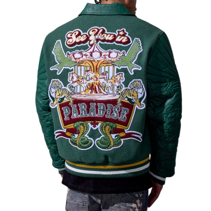 See You In Paradise Smoke & Mirrors Varsity Jacket (Dark Green) 91667 - Image 2