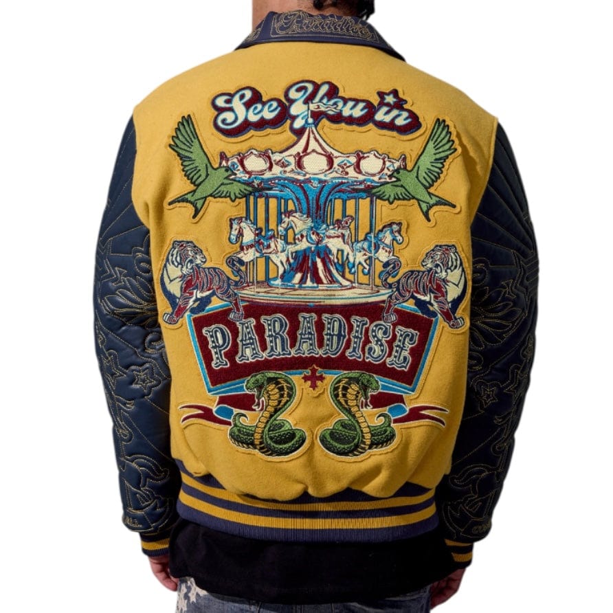 See You In Paradise Smoke & Mirrors Varsity Jacket (Mustard) 91667 - Image 2