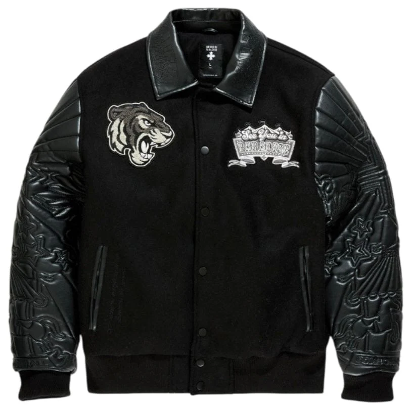 See You In Paradise Smoke & Mirrors Varsity Jacket (Noir) 91667 - Image 9