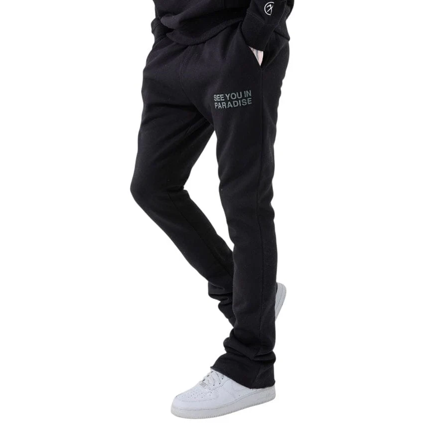 See You In Paradise Stacked Sweatpants (Black)