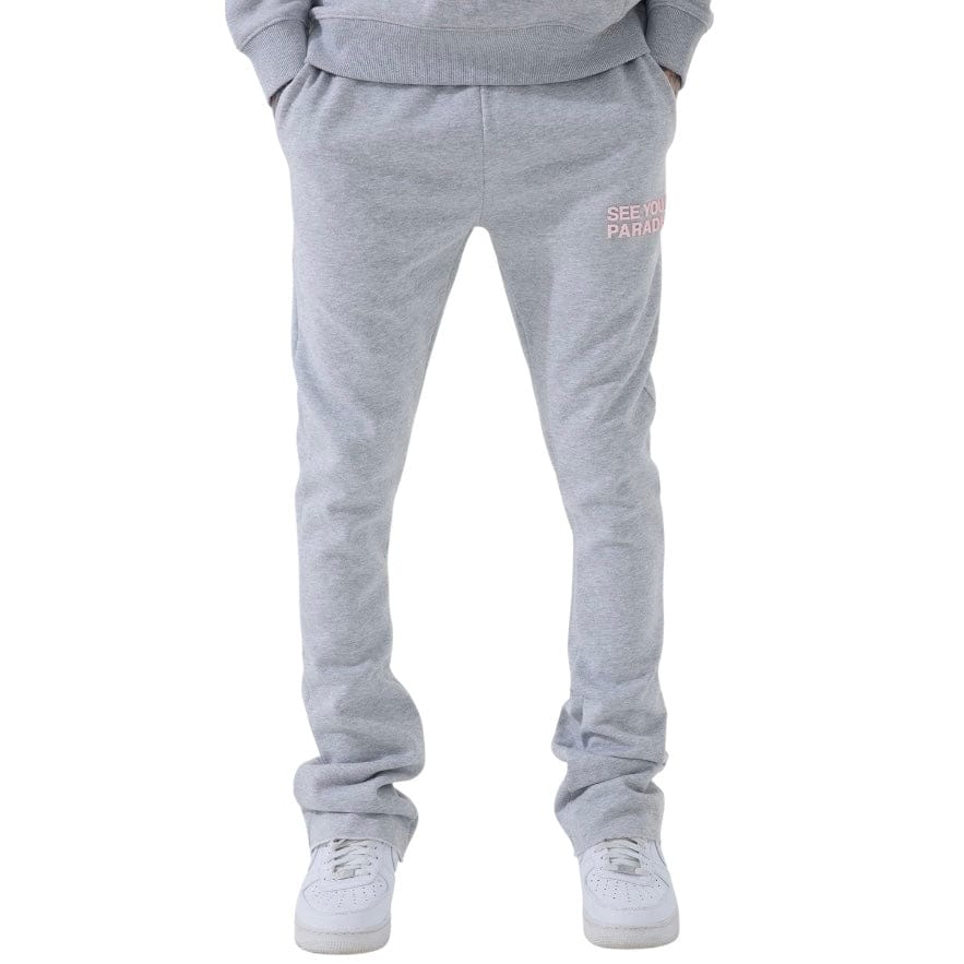 See You In Paradise Stacked Sweatpants (Heather Grey/Pink)