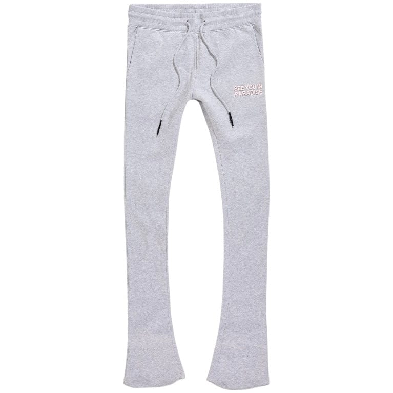 See You In Paradise Stacked Sweatpants (Heather Grey/Pink) - Image 2